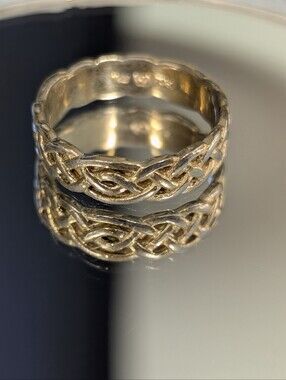 Unisex Vintage Sterling Silver 925 Celtic Braided Knot Ring Signed PSCL Sz 11